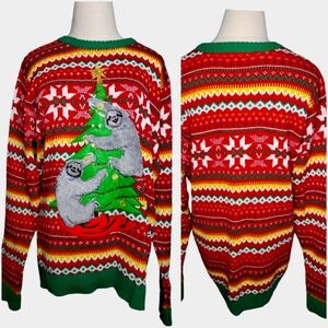 Ugly Christmas Holliday Festivus Plush Sloth Applique Sequins Blizzard Bay Ctn